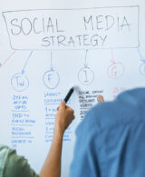 People looking at social media marketing strategy